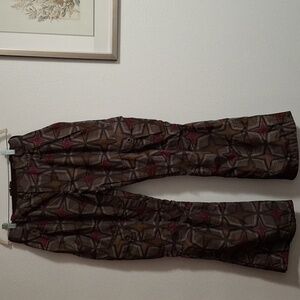 The North Face Hyvent Insulated Ski Snowboard Pants Diamond Print Brown Pink Med
